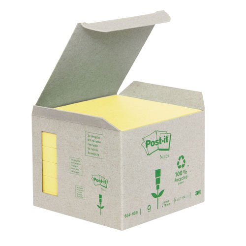 Post-it&#174; 654-1B 76x76mm 6x100lap/csm GreenLine s&#225;rga