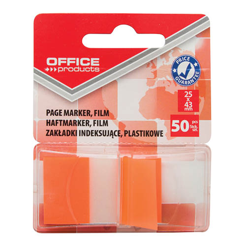 Öntapadós oldaljelölő PP 25x43mm 50címke OFFICE PRODUCTS narancs
