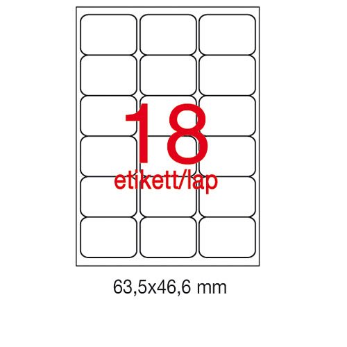 Etikett A2415 63,5x46,6mm 100&#237;v kerek&#237;tett sark&#250;