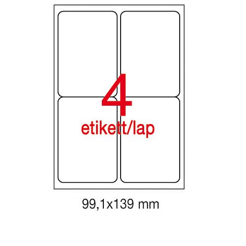 Etikett A2422 99,1x139mm 100&#237;v kerek&#237;tett sark&#250;