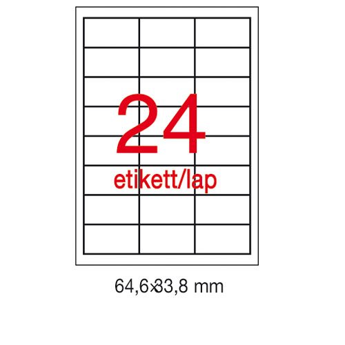 Etikett LCA1226 64,6 x 33,8 mm fehér vízálló 480db/csomag 20ív