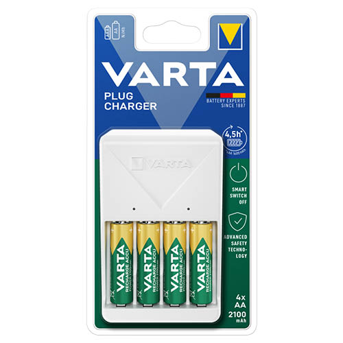 Akkut&#246;ltő VARTA PLUG + 4 x 2100 mAh (R2U) AA