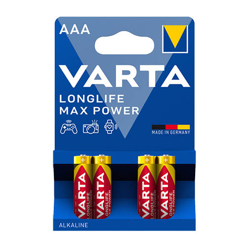 Elem mikro LR3 AAA 1,5V VARTA Longlife Max Power alk&#225;li 4db-os csomag