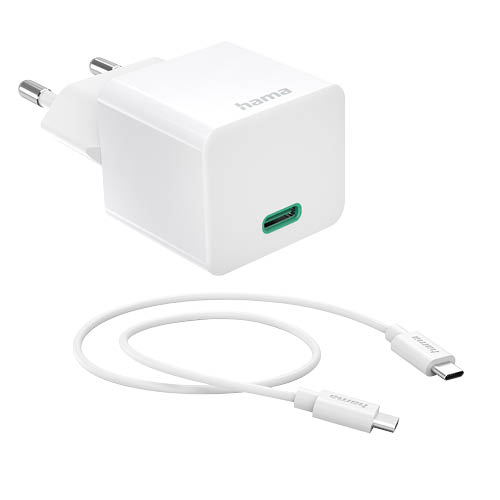 H&#225;l&#243;zati t&#246;ltő mini HAMA  USB TYPE-C PD/QC + TYPE-C k&#225;bel