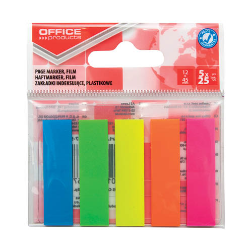Öntapadós oldaljelölô PP 12x45mm 5x25címke OFFICE PRODUCTS