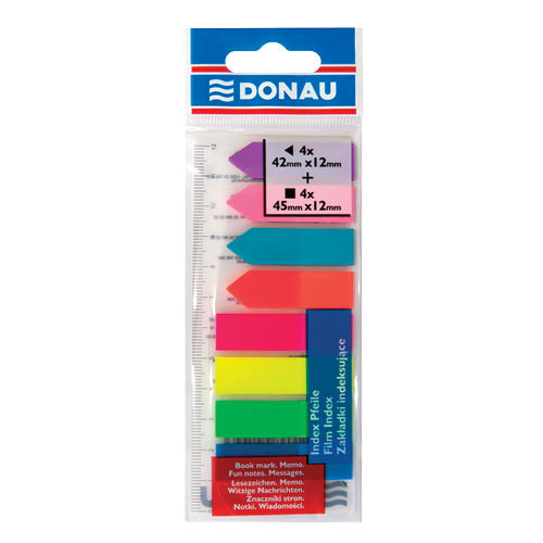 Öntapadós oldaljelölô PP 12x45mm&amp;12x42mm, 4x25&amp;4x25 címke DONAU