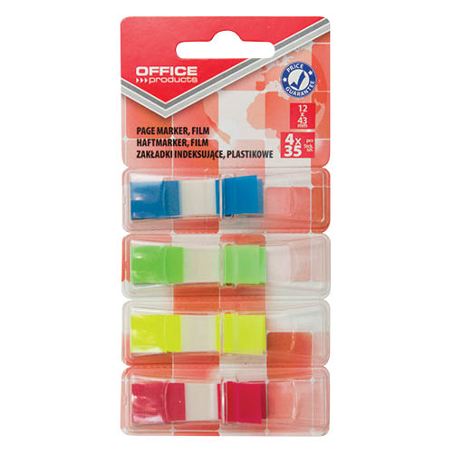 Öntapadós oldaljelölô PP 12x43mm 4x35címke OFFICE PRODUCTS