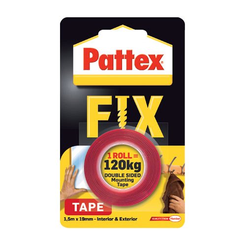 Kétoldalú ragasztószalag Pattex Power Fix montázs 120kg 19 mm x 1,5 m