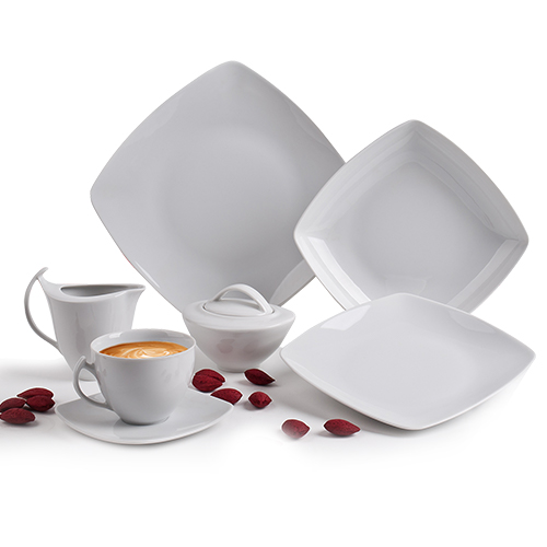 Tejszín kiöntő Rotberg Porcelain® Quadrat, négyszögletes fehér 20cl