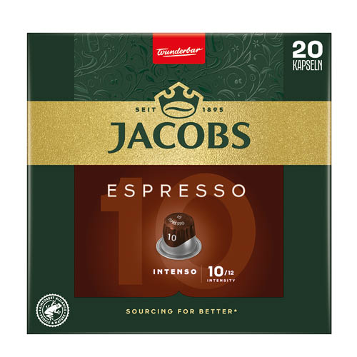 Kávékapszula Nespresso kompatibilis JACOBS Espresso 10 Intenso 20db