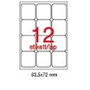 Etikett A2416 63,5x72mm 100ív kerekített sarkú