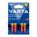 Elem mikro LR3 AAA 1,5V VARTA Longlife Max Power alkáli 4db-os csomag